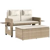 Image de vidaXL - Tuinbankje - verstelbaar - met - kussens - poly - rattan - beige