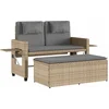 Image de vidaXL - Tuinbankje - verstelbaar - met - kussens - poly - rattan - beige