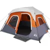 Image de vidaXL - Tent - met - LED - 6-persoons - snelontgrendeling - lichtgrijs - en - oranje