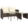 Image de vidaXL - 3-delige - Loungeset - met - kussens - poly - rattan - bruin