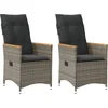 Image de vidaXL - Tuinstoelen - 2 - st - verstelbaar - met - kussens - poly - rattan - grijs