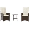 Image de vidaXL - 3-delige - Bistroset - met - kussens - poly - rattan - bruin