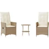 Image de vidaXL - 3-delige - Bistroset - met - kussens - poly - rattan - beige