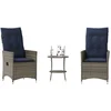 Image de vidaXL - 3-delige - Bistroset - met - kussens - poly - rattan - grijs