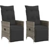 Image de vidaXL - Tuinstoelen - 2 - st - verstelbaar - met - kussens - poly - rattan - grijs