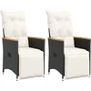 Image de vidaXL - Tuinstoelen - 2 - st - verstelbaar - met - kussens - poly - rattan - zwart