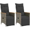 Image de vidaXL - Tuinstoelen - 2 - st - verstelbaar - met - kussens - poly - rattan - grijs
