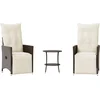 Image de vidaXL - 3-delige - Bistroset - met - kussens - poly - rattan - bruin