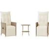 Image de vidaXL - 3-delige - Bistroset - met - kussens - poly - rattan - beige