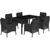 Image de vidaXL - 7-delige - Tuinset - met - kussens - poly - rattan - zwart