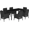 Image de vidaXL - 7-delige - Tuinset - met - kussens - poly - rattan - zwart