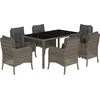 Image de vidaXL - 7-delige - Tuinset - met - kussens - poly - rattan - grijs