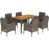 Image de vidaXL - 7-delige - Tuinset - met - kussens - poly - rattan - grijs