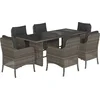 Image de vidaXL - 7-delige - Tuinset - met - kussens - poly - rattan - grijs