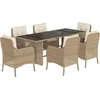 Image de vidaXL - 7-delige - Tuinset - met - kussens - poly - rattan - beige