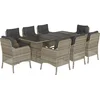 Image de vidaXL - 9-delige - Tuinset - met - kussens - poly - rattan - lichtgrijs
