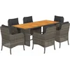 Image de vidaXL - 7-delige - Tuinset - met - kussens - poly - rattan - grijs