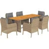 Image de vidaXL - 7-delige - Tuinset - met - kussens - poly - rattan - beige