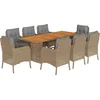Image de vidaXL - 9-delige - Tuinset - met - kussens - poly - rattan - beige