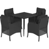 Image de vidaXL - 5-delige - Tuinset - met - kussens - poly - rattan - zwart