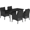 Image de vidaXL - 5-delige - Tuinset - met - kussens - poly - rattan - zwart