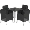 Image de vidaXL - 5-delige - Tuinset - met - kussens - poly - rattan - zwart
