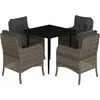 Image de vidaXL - 5-delige - Tuinset - met - kussens - poly - rattan - grijs