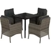 Image de vidaXL - 5-delige - Tuinset - met - kussens - poly - rattan - grijs