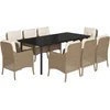 Image de vidaXL - 9-delige - Tuinset - met - kussens - poly - rattan - beige