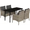 Image de vidaXL - 5-delige - Tuinset - met - kussens - poly - rattan - lichtgrijs