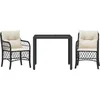 Image de vidaXL - 3-delige - Bistroset - met - kussens - poly - rattan - zwart