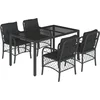 Image de vidaXL - 5-delige - Tuinset - met - kussens - poly - rattan - zwart