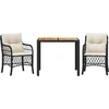 Image de vidaXL - 3-delige - Bistroset - met - kussens - poly - rattan - zwart
