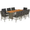Image de vidaXL - 9-delige - Tuinset - met - kussens - poly - rattan - grijs