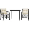 Image de vidaXL - 3-delige - Bistroset - met - kussens - poly - rattan - zwart
