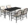 Image de vidaXL - 5-delige - Tuinset - met - kussens - poly - rattan - zwart