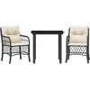 Image de vidaXL - 3-delige - Bistroset - met - kussens - poly - rattan - zwart