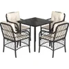 Image de vidaXL - 5-delige - Tuinset - met - kussens - poly - rattan - zwart