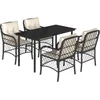 Image de vidaXL - 5-delige - Tuinset - met - kussens - poly - rattan - zwart