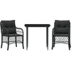 Image de vidaXL - 3-delige - Bistroset - met - kussens - poly - rattan - zwart