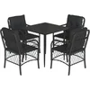 Image de vidaXL - 5-delige - Tuinset - met - kussens - poly - rattan - zwart