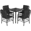 Image de vidaXL - 5-delige - Tuinset - met - kussens - poly - rattan - zwart
