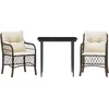 Image de vidaXL - 3-delige - Bistroset - met - kussens - poly - rattan - bruin
