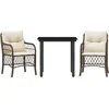 Image de vidaXL - 3-delige - Bistroset - met - kussens - poly - rattan - bruin