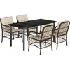 Image de vidaXL - 5-delige - Tuinset - met - kussens - poly - rattan - bruin