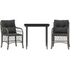 Image de vidaXL - 3-delige - Bistroset - met - kussens - poly - rattan - grijs