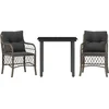Image de vidaXL - 3-delige - Bistroset - met - kussens - poly - rattan - grijs