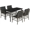 Image de vidaXL - 5-delige - Tuinset - met - kussens - poly - rattan - grijs