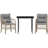 Image de vidaXL - 3-delige - Bistroset - met - kussens - poly - rattan - gemengd - beige