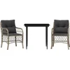 Image de vidaXL - 3-delige - Bistroset - met - kussens - poly - rattan - lichtgrijs